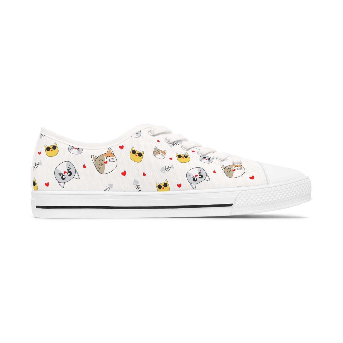 Funny Cat design Women's Low Top Sneakers