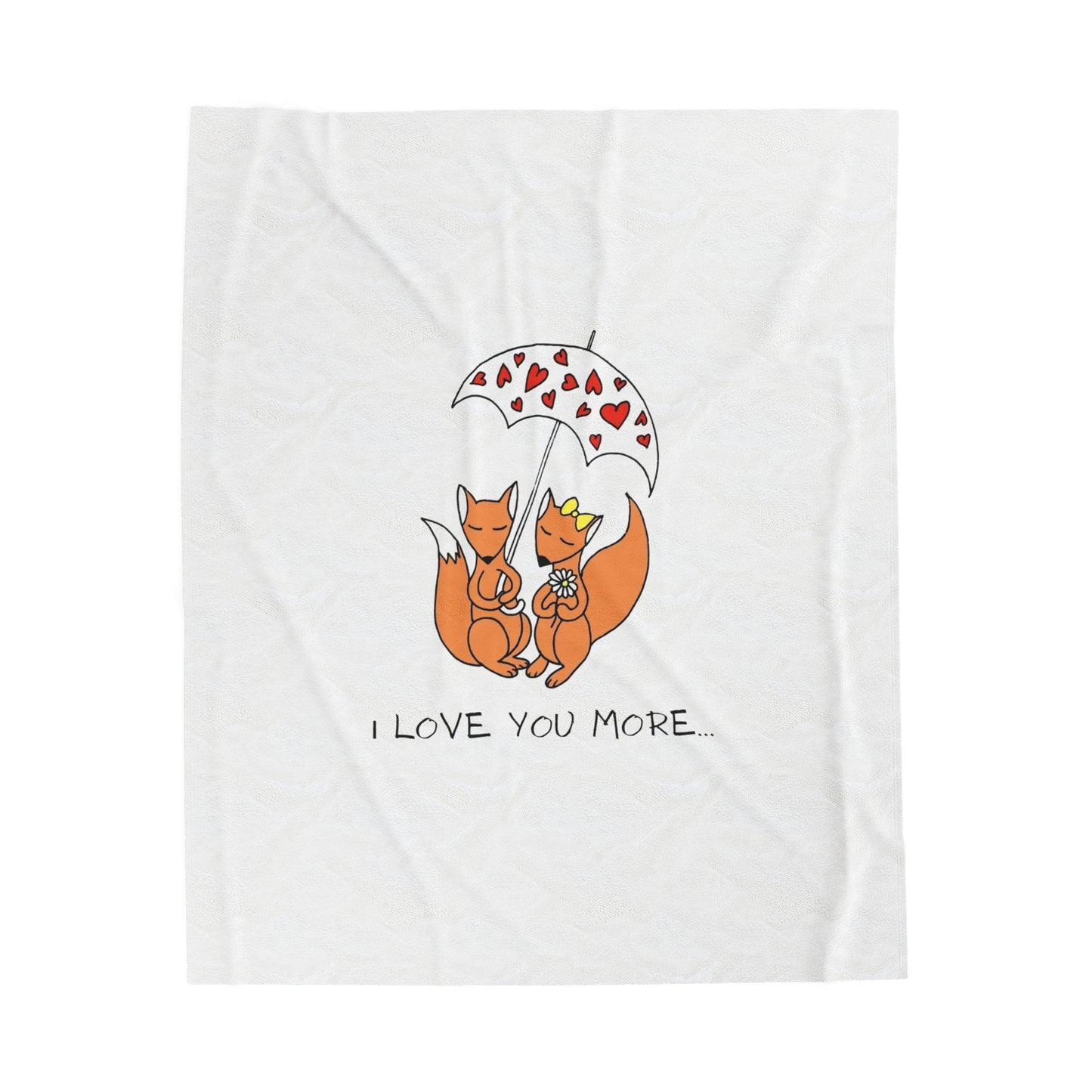 I Love You More Foxy Velveteen Plush Blanket