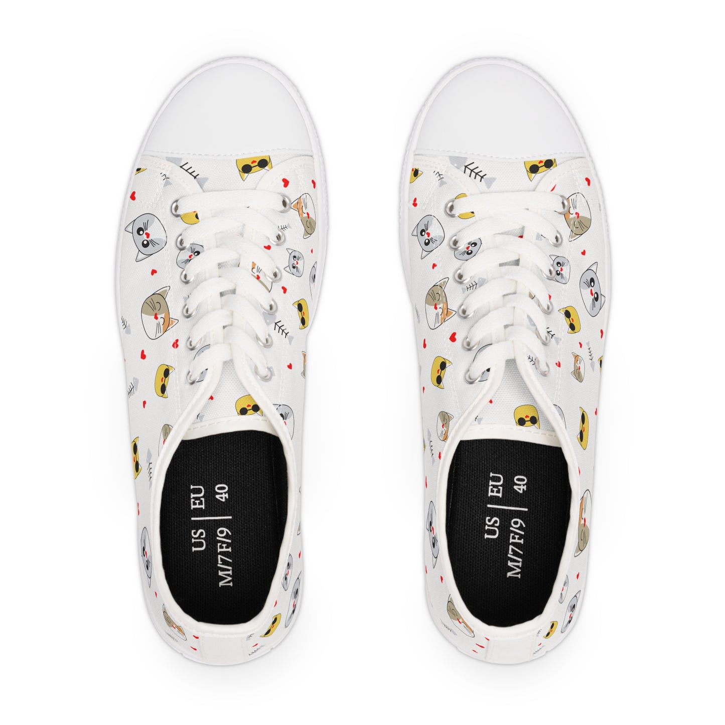 Funny Cat design Women's Low Top Sneakers